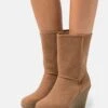Anna Field Winter Boot - Enkellaarsjes Met Sleehak - Cognac
