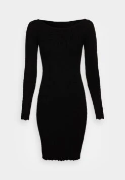 Anna Field Boat Ausschnitt Mini Strickkleid Mit Geschweiften Rändern - Gebreide Jurk - Black