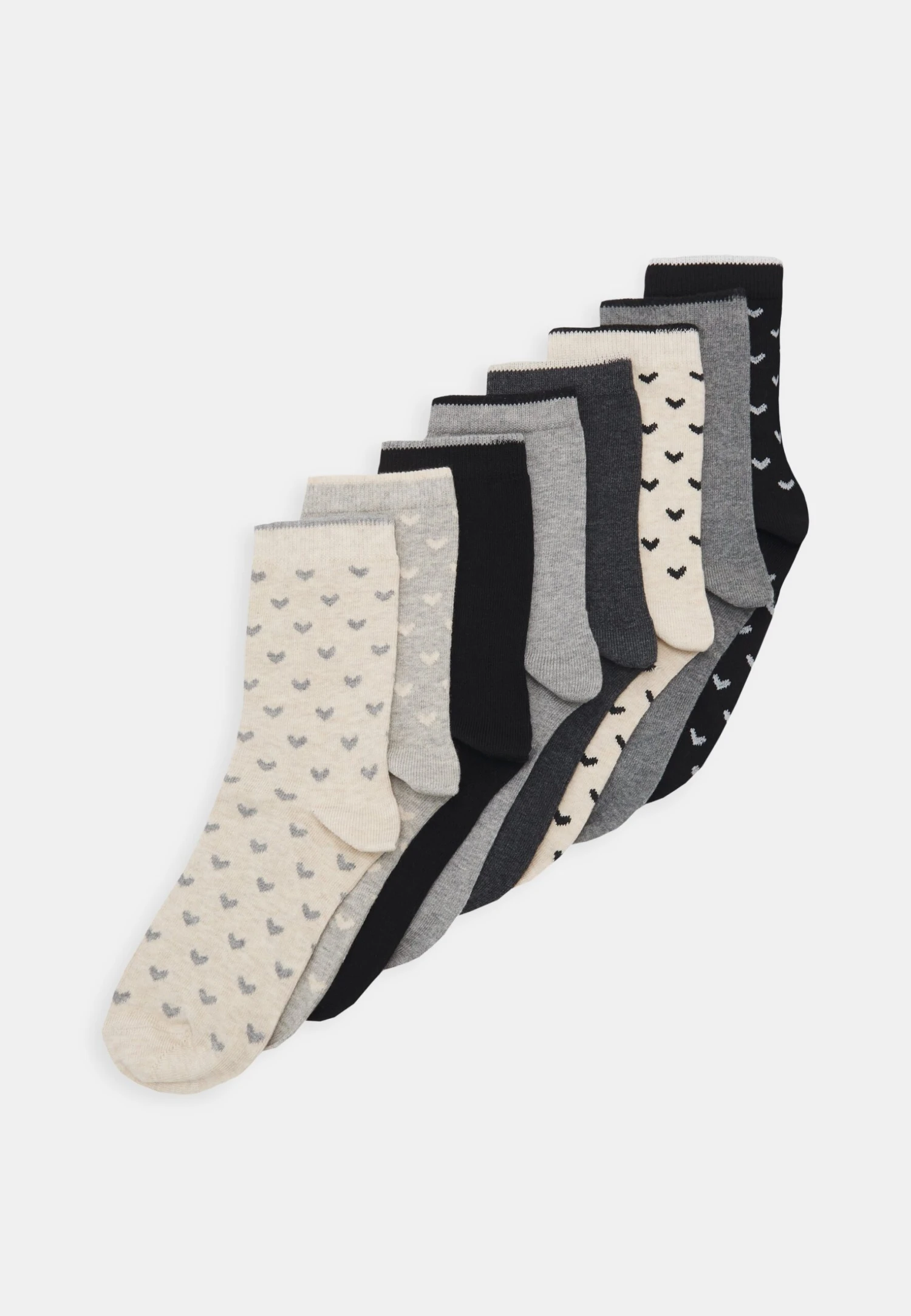 Anna Field Heart Ankle 8 Pack - Sokken - Black/Grey 3 Anna Field Heart Ankle 8 Pack - Sokken - Black/Grey