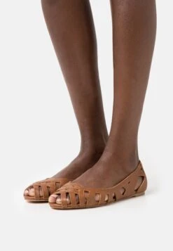 Anna Field Leather - Peeptoe Ballerina'S - Cognac