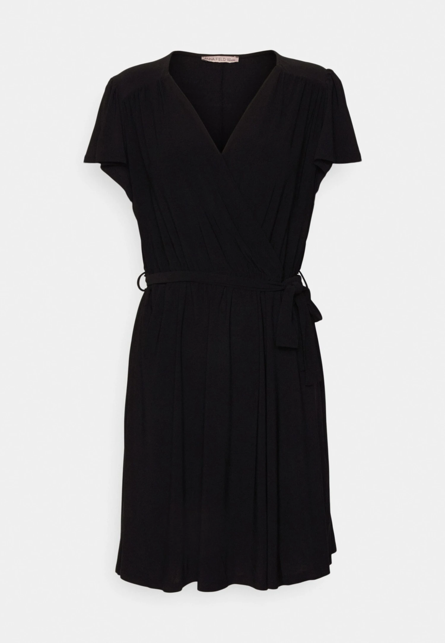 Frilled Cap Sleeves Flared Dress - Jerseyjurk - Black 6 Frilled Cap Sleeves Flared Dress - Jerseyjurk - Black - Afbeelding 4