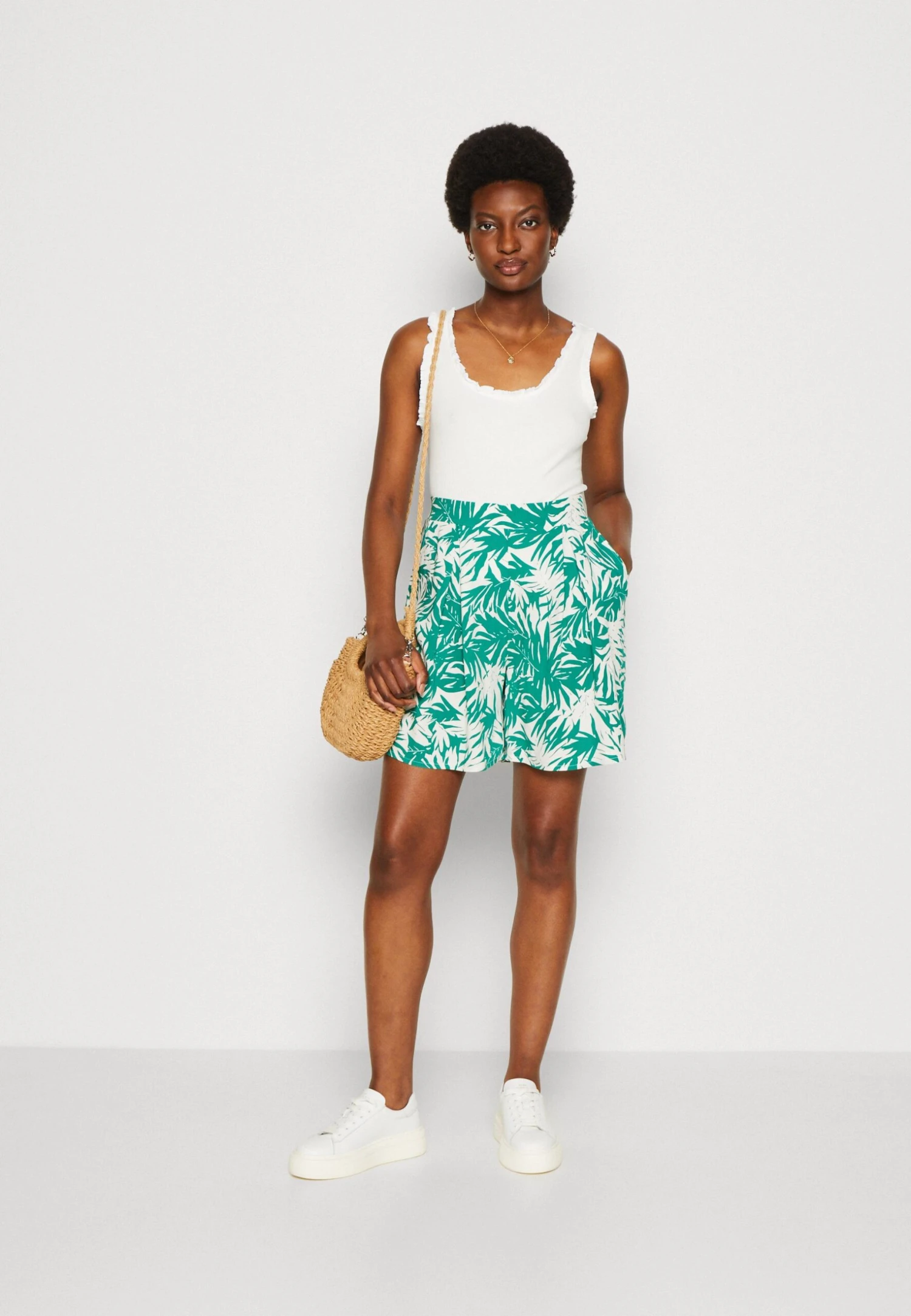 Anna Field Shorts - Green/Off White 4 Anna Field Shorts - Green/Off White - Afbeelding 2