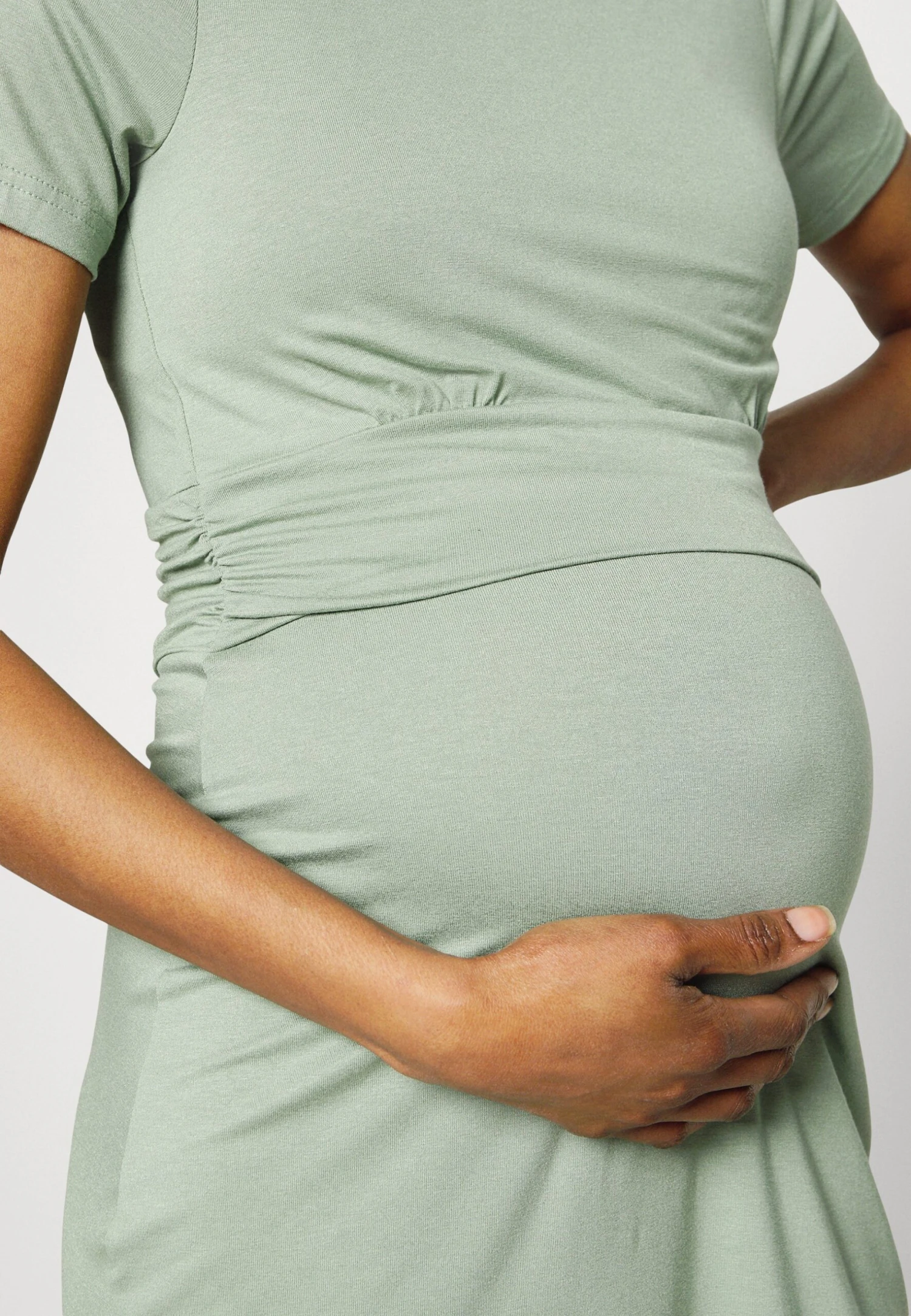 Short Sleeves Ruched Waist Mini Flared Dress - Jerseyjurk - Light Green 7 Short Sleeves Ruched Waist Mini Flared Dress - Jerseyjurk - Light Green - Afbeelding 5