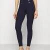 Anna Field Punto Leggings With Button Detail - Legging - Dark Blue -Anna Field Boutique d182d2cbcbbe4c5b83fdeecb32c3b762