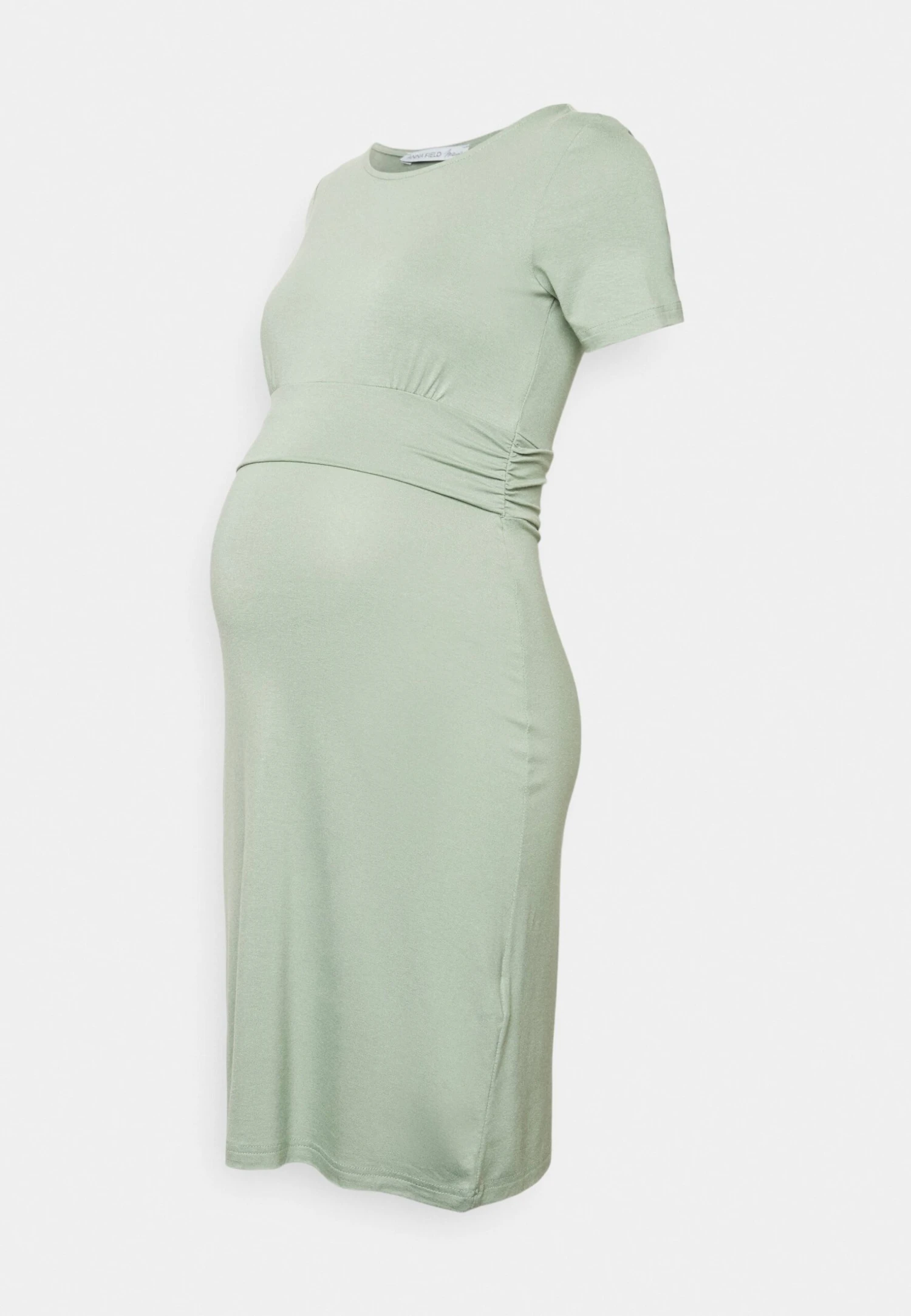 Short Sleeves Ruched Waist Mini Flared Dress - Jerseyjurk - Light Green 6 Short Sleeves Ruched Waist Mini Flared Dress - Jerseyjurk - Light Green - Afbeelding 4