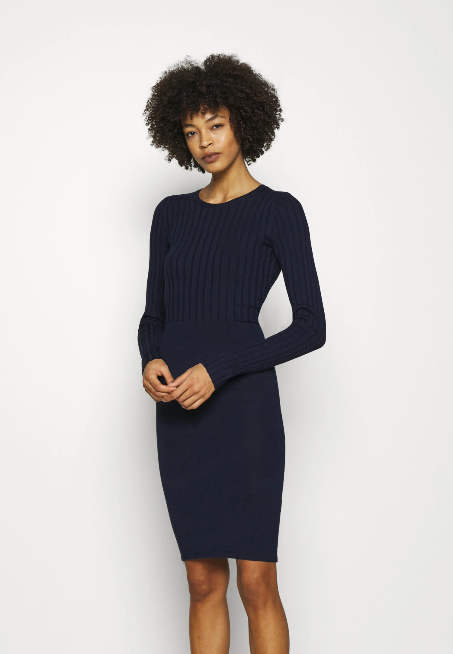 Anna Field Crew Ausschnitt Ripp Top Bodycon Mini Strickkleid - Etui-Jurk - Dark Blue 3 Anna Field Crew Ausschnitt Ripp Top Bodycon Mini Strickkleid - Etui-Jurk - Dark Blue